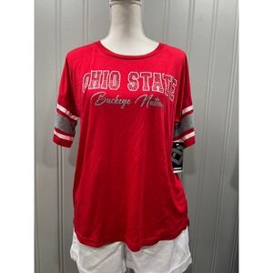 Colosseum Ohio State Buckeyes Womens Red Sequin Embellished T Shirt Size M